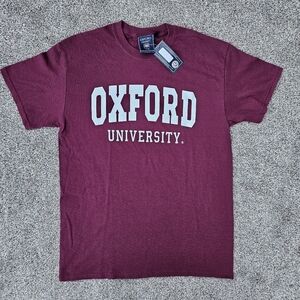 Oxford University Tee Shirt Maroon Short Sleeve Regular Fit Cotton Mens Med NWT